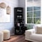 Tuhome Kava Beijing Corner Bar Cabinet, Glass Rack, Double Door Cabinet, Eight Built-in Wine Rack-Black BLW7886 - alternate 5